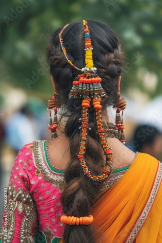 Elegant Indian Woman with Traditional Headdress. Fictional Character Created By Generated By Generated AI.