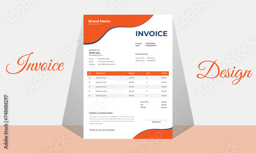Invoice minimal design template Minimal Corporate Business Invoice design template vector illustration bill form price invoice Creative invoice template vector. business stationery design payment 
pro