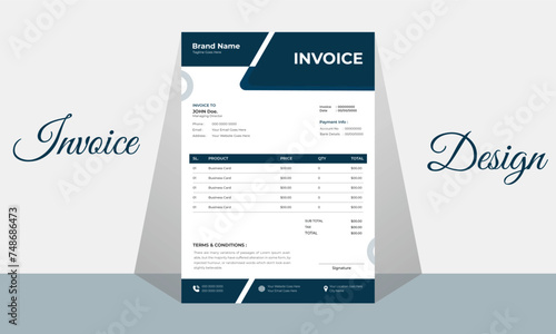 Invoice minimal design template Minimal Corporate Business Invoice design template vector illustration bill form price invoice Creative invoice template vector. business stationery design payment 
pro