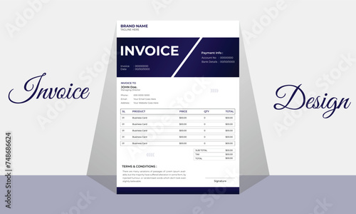 Invoice minimal design template Minimal Corporate Business Invoice design template vector illustration bill form price invoice Creative invoice template vector. business stationery design payment 
pro