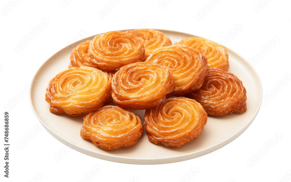Flaky Palmiers with Caramelized Sugar on white background Flaky Palmiers with Caramelized Sugar on white background