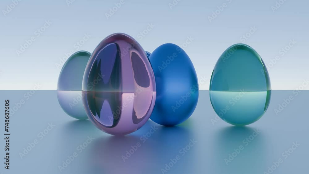 3D minimalist Easter egg design with a retro wave aesthetic, blending ...