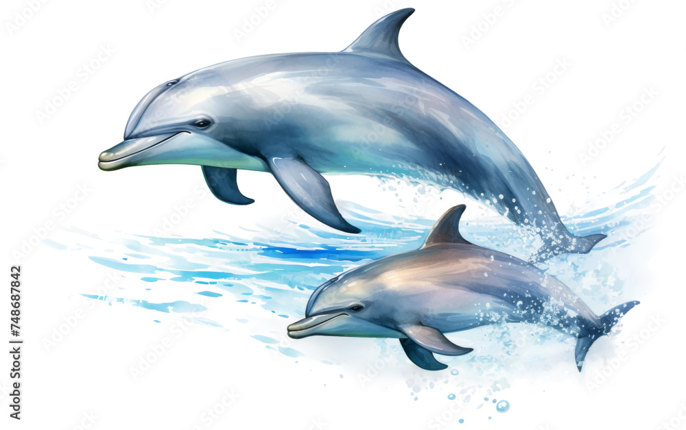 Fototapeta premium Serene Dolphin Grace on white background