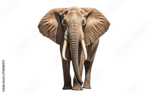 Majestic Elephant with Tusks on white background