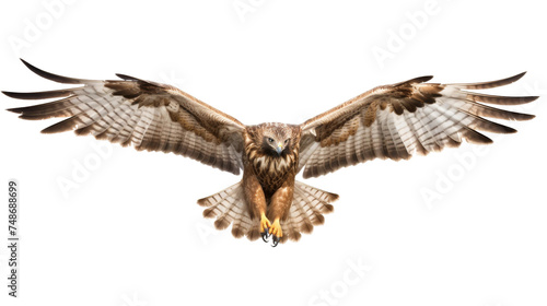 Majestic Hawk Soaring on white background