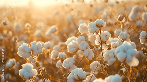 Cotton growing in the field close up view. generative ai