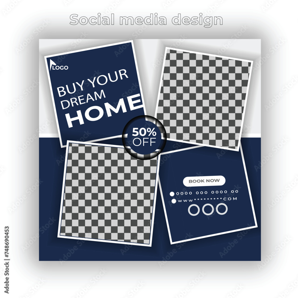Home social media post design and banner template
