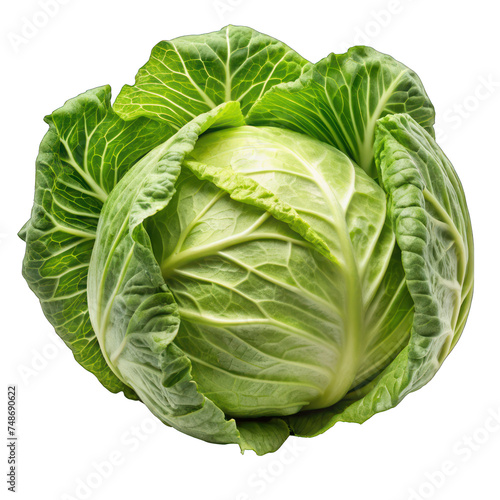 Fresh Organic Cabbage, Isolated on White Background – Healthy Vegetable for a Nutrient-Rich Salad and Wholesome Diet in Nature's Garden