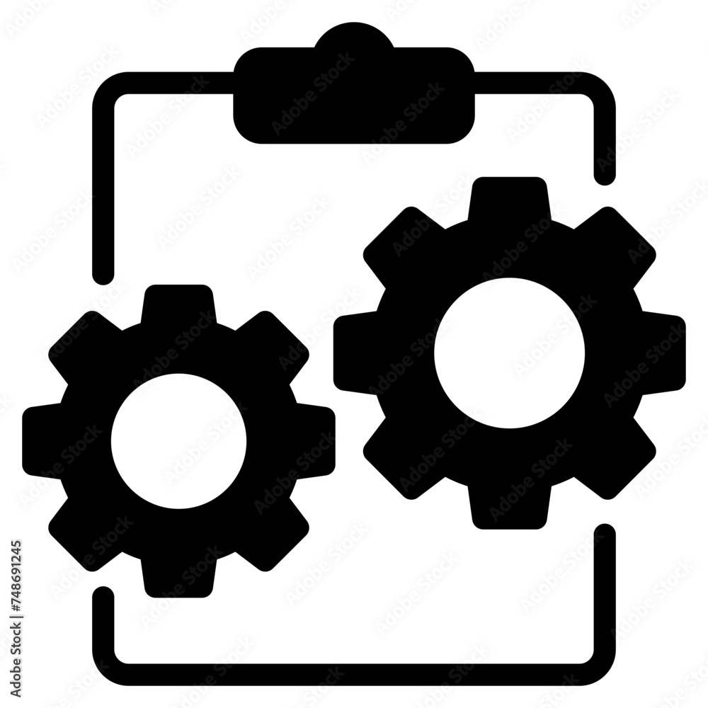 Technical check list. Clipboard add gear icon