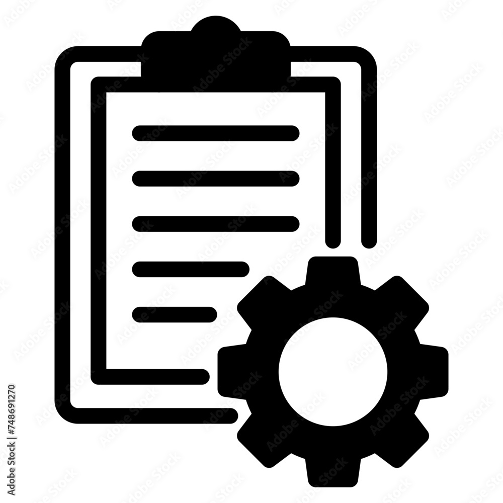 Technical check list. Clipboard add gear icon Technical check list. Clipboard add gear icon