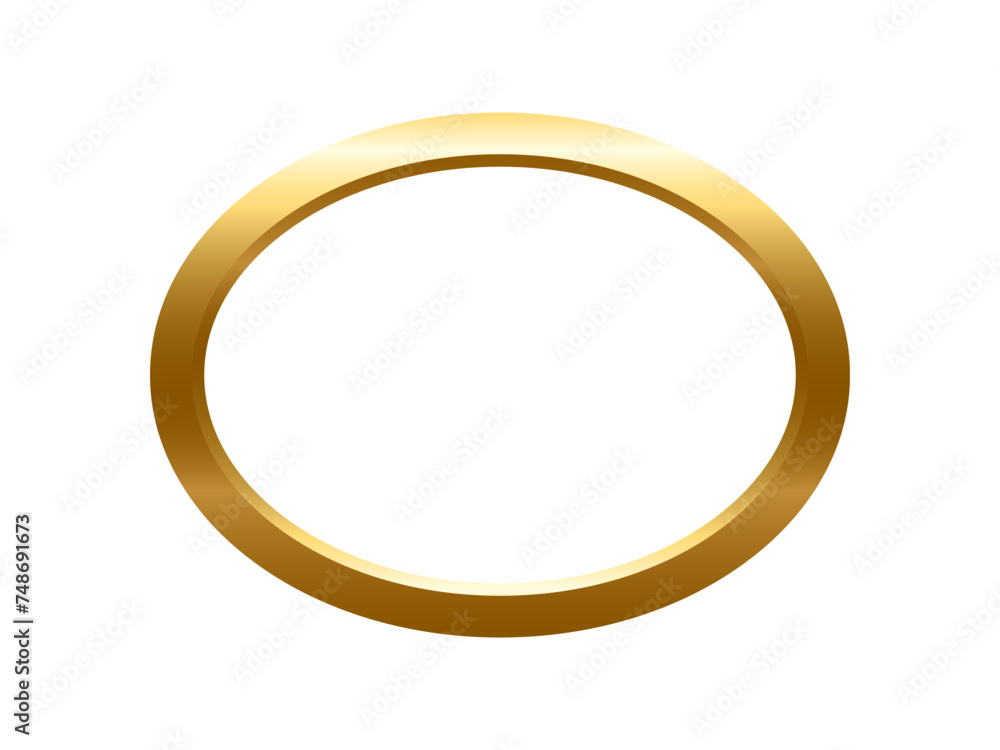 Gold ellipse frame for picture with shadow on white background. Oval blank space for picture, painting, card or photo. 3d realistic tube template vector illustration. Simple golden object mockup Gold ellipse frame for picture with shadow on white background. Oval blank space for picture, painting, card or photo. 3d realistic tube template vector illustration. Simple golden object mockup