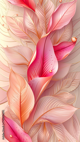 Seamless pattern with flowers, leaves, and abstract colors for a vintage wallpaper or nature-inspired design. 