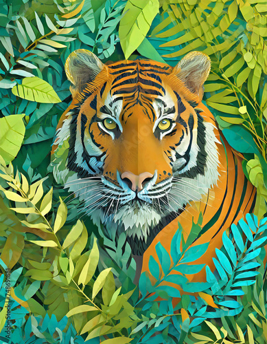 tiger among leaves