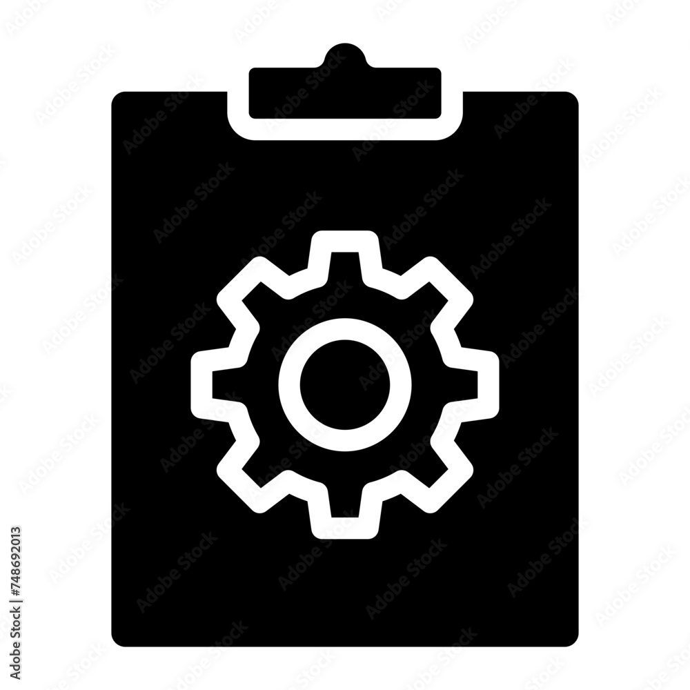 Technical check list. Clipboard add gear icon Technical check list. Clipboard add gear icon