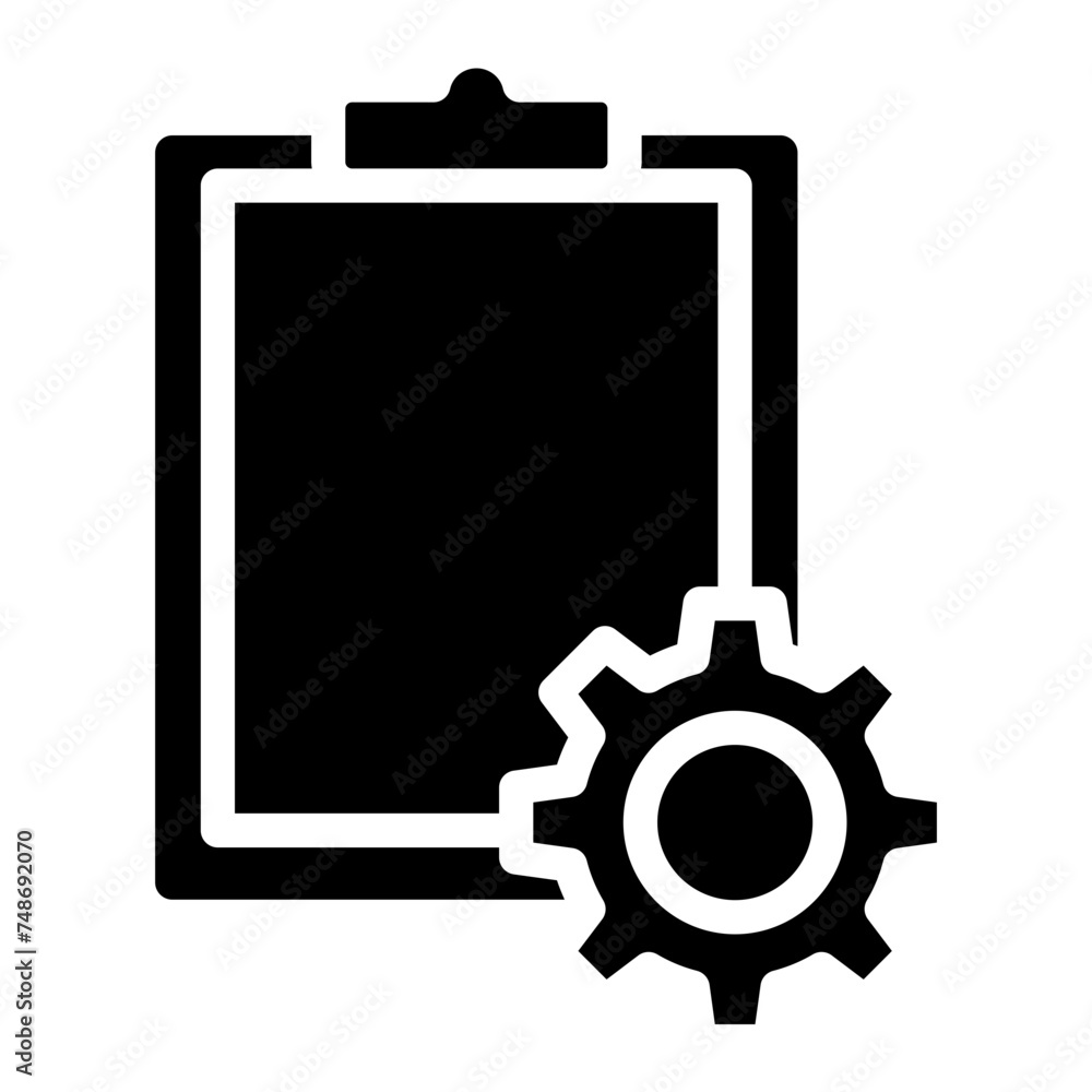 Technical check list. Clipboard add gear icon Technical check list. Clipboard add gear icon