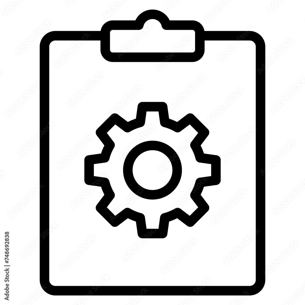 Technical check list. Clipboard add gear icon Technical check list. Clipboard add gear icon
