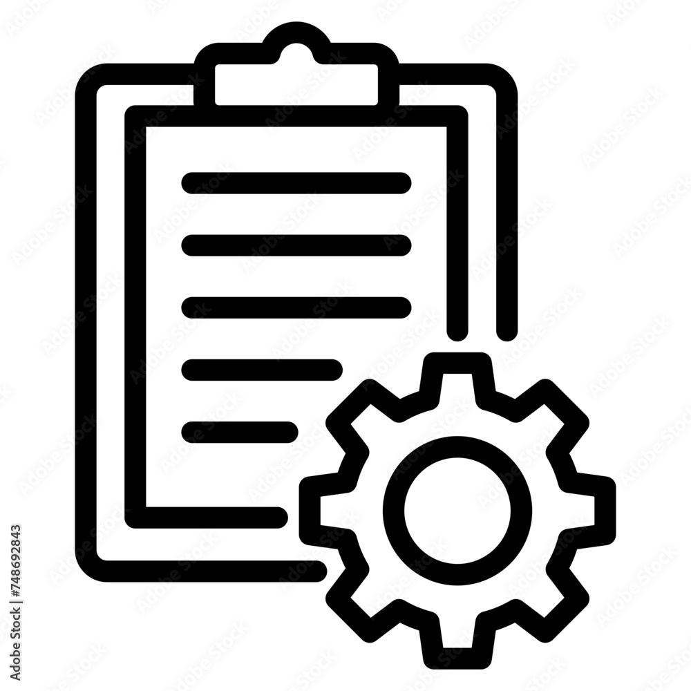 Technical check list. Clipboard add gear icon Technical check list. Clipboard add gear icon