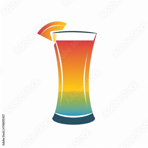 vector illustration of a colorful cocktail on a white background, generative AI. © Aga Bak