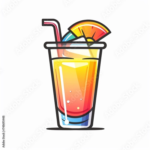 vector illustration of a colorful cocktail on a white background, generative AI. © Aga Bak