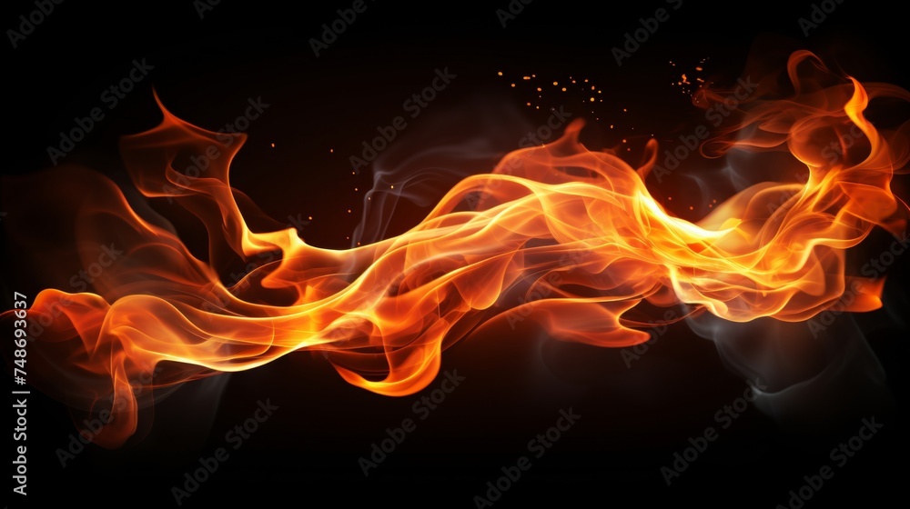 Abstract flames of fire and burning smoke on black background for product display Abstract flames of fire and burning smoke on black background for product display