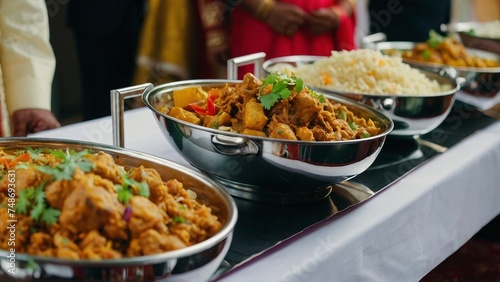 Indian food in the restaurant - wedding buffet -  generative ai 