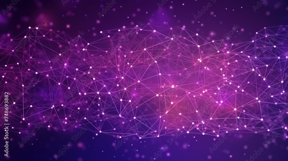 Fototapeta premium A purple abstract background with network connection lines.