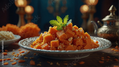 Sweet food carrot halwa,generative AI photo