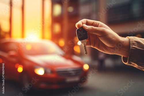 person holding a car key, hand holding a car key, buying a car, selling a car © fadi