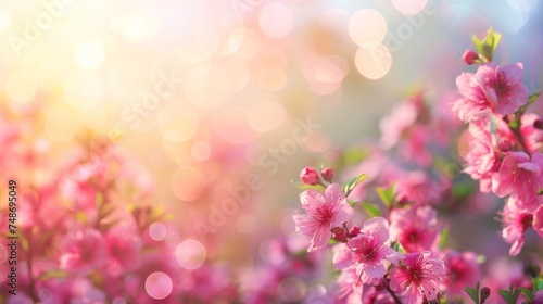 Spring background with pink flowers © Arianne