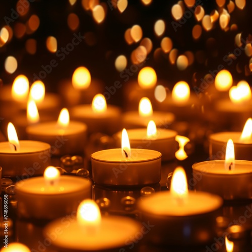 candles in the dark background.