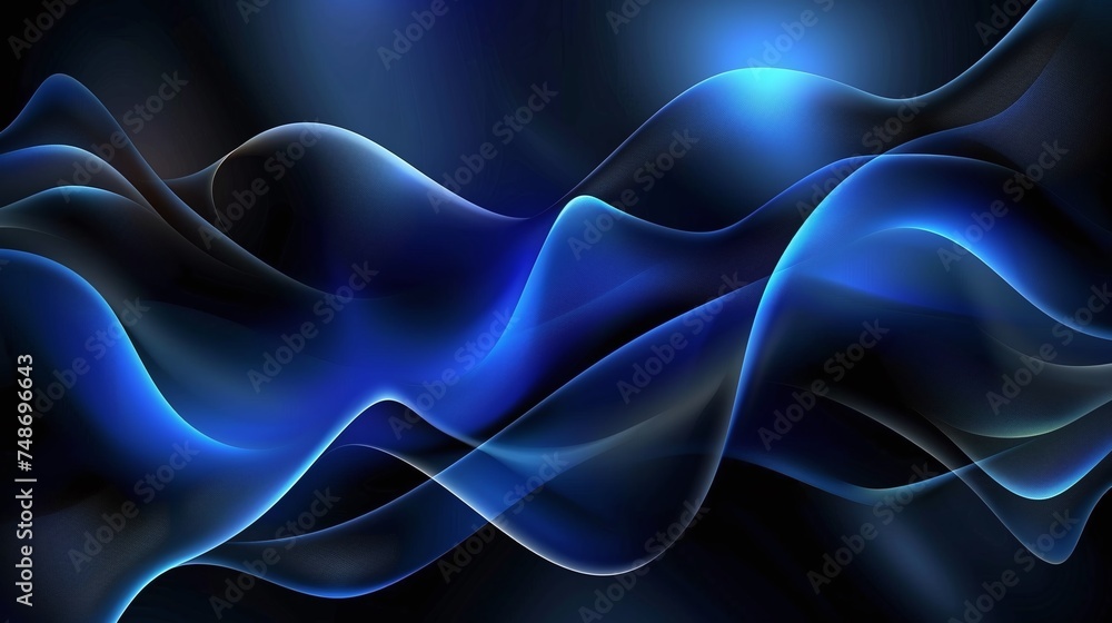 dark blue gradient background with wavy curved lines and shimmer effect, abstract design dark blue gradient background with wavy curved lines and shimmer effect, abstract design