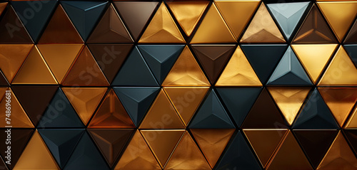 Abstract golden background of triangles