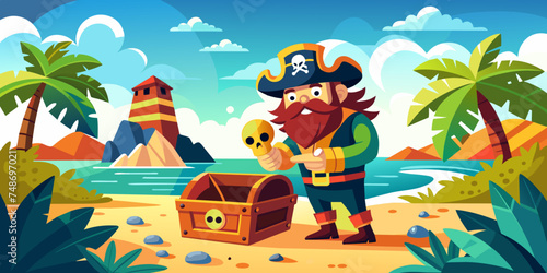 Hidden Treasures: Pirate Adventure Vector Illustration