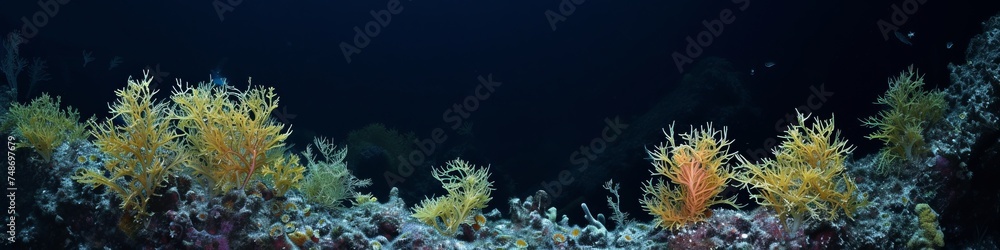 Fototapeta premium corals underwater landscape in the dark.