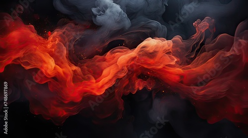 Merging black and red smoke. Abstract background