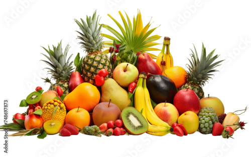 Picturesque Tropical Fruit Arrangement on white background