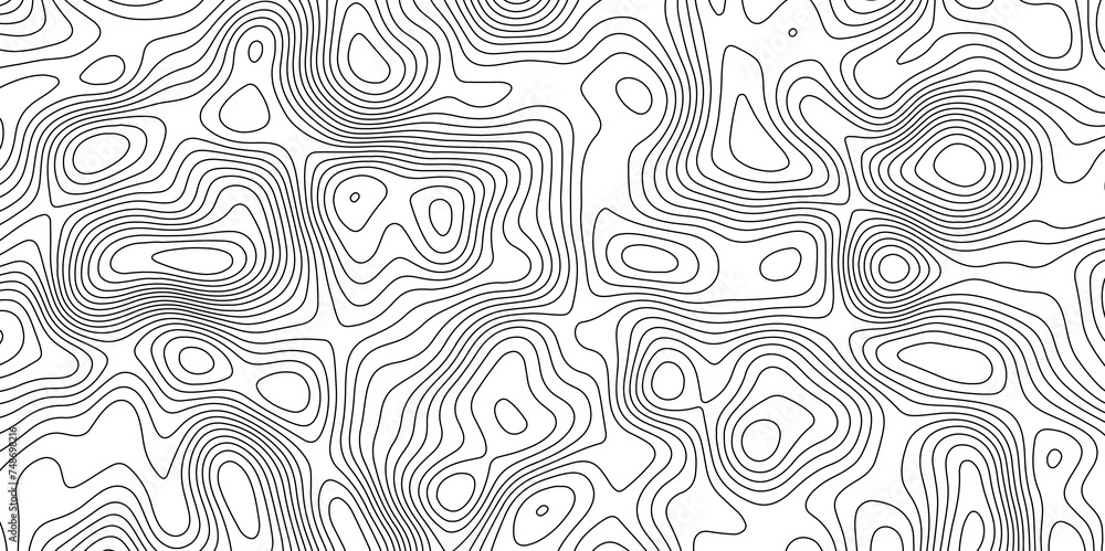Obraz premium Abstract topographic contours map background. Panorama view gradient multicolor wave curve lines banner background design. Black-white background from Ocean topographic.