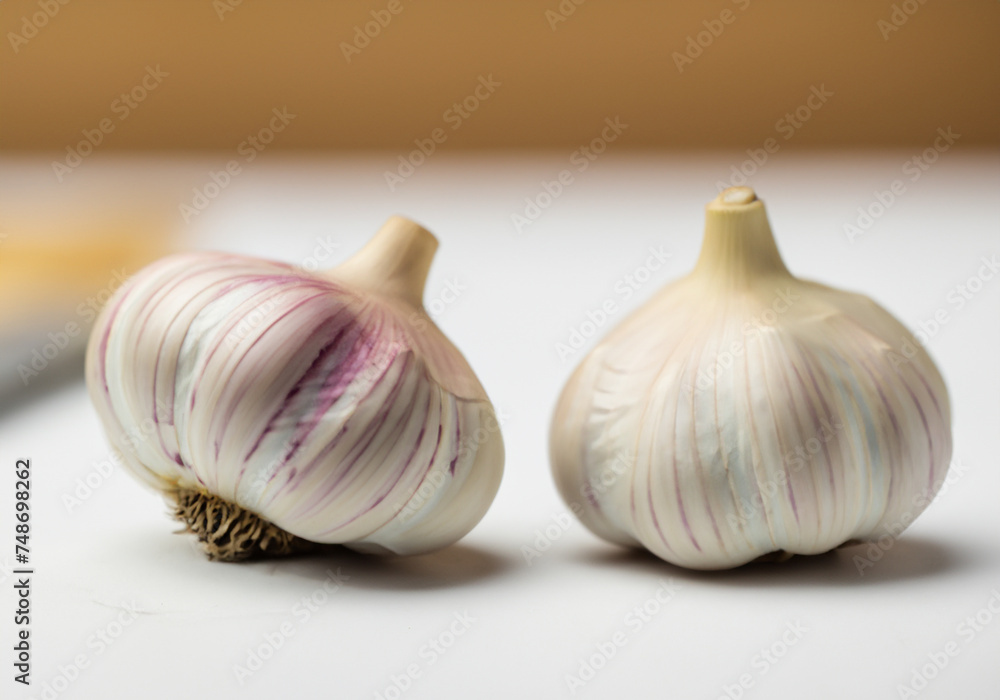 Obraz premium Fresh garlic on a white table