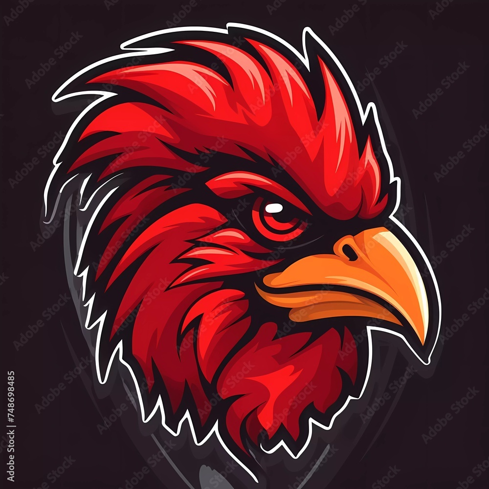 Rooster head mascot vector with logo illustration. generative ai Rooster head mascot vector with logo illustration. generative ai
