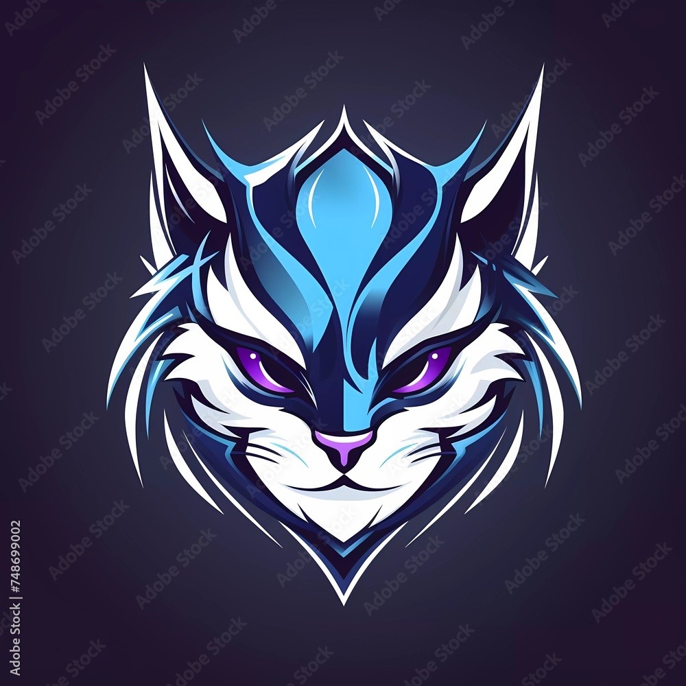 Cat head mascot vector with logo illustration. generative ai Cat head mascot vector with logo illustration. generative ai