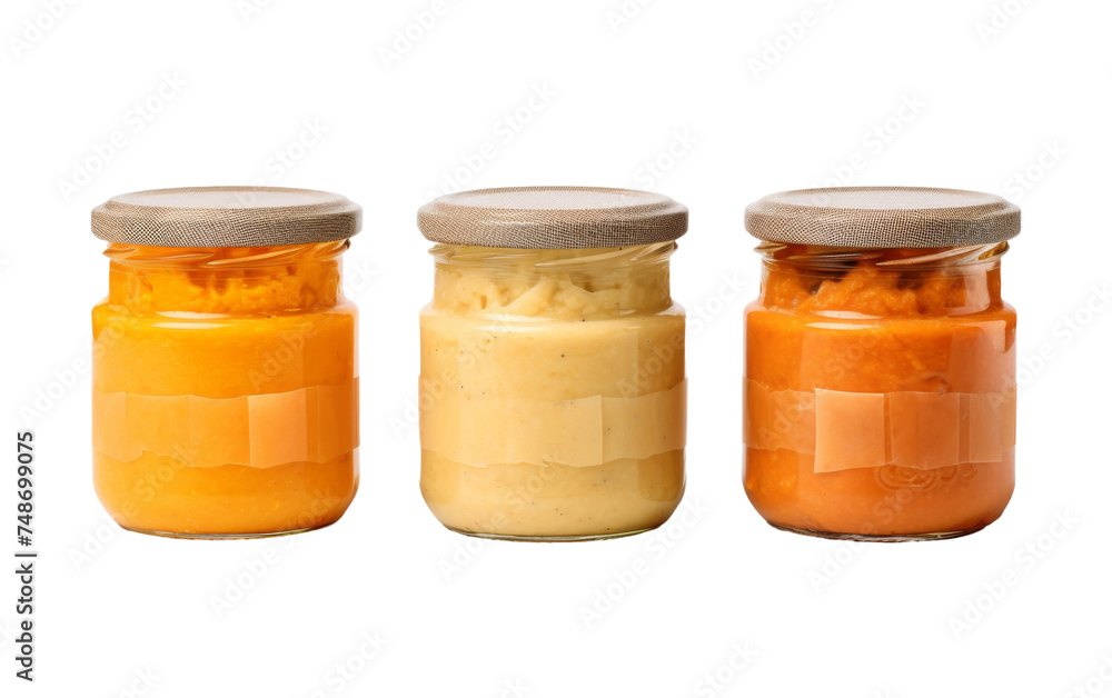 Homestyle Sweet Mash in Jars on white background Homestyle Sweet Mash in Jars on white background