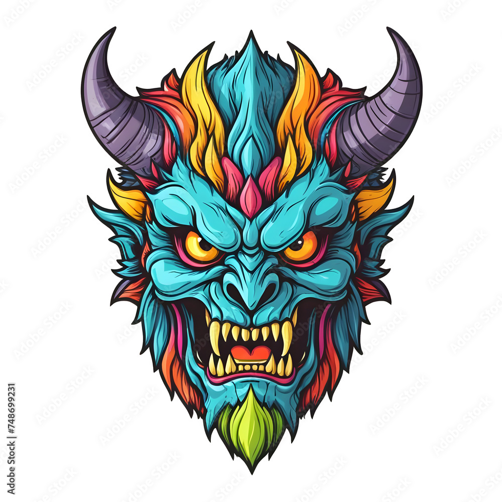 Fototapeta premium demon beast cartoon vector illustration. colorful concept