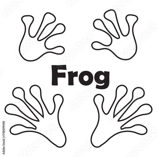 Frog or toad paw footprint. Silhouette. Front and hind frog legs. Black pow vector . Paw print of amphibian, frog, toad, lizard, salamander, newt. Icon, symbol. Print, textile, postcard, t-shirt.
