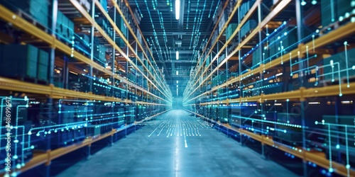 digital logistic warehouse technology background  