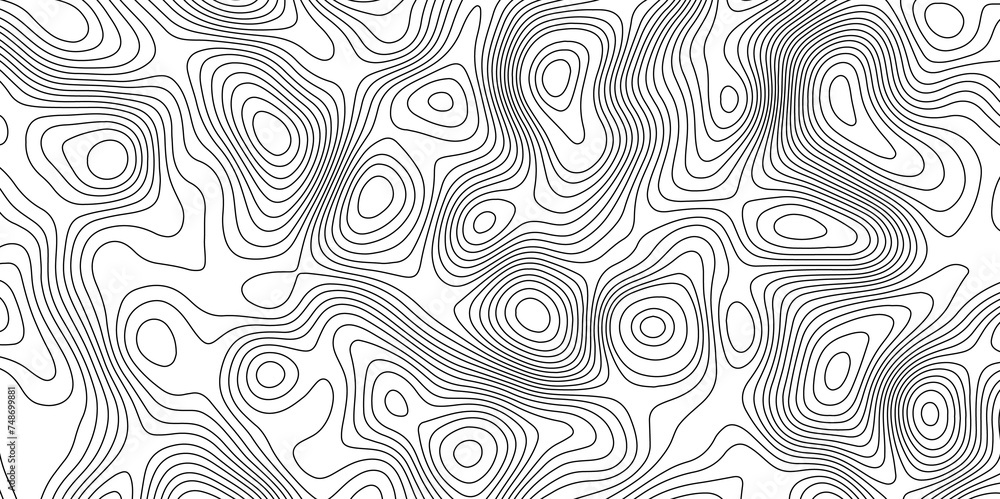 Abstract topographic contours map background. Panorama view gradient multicolor wave curve lines banner background design. Black-white background from Ocean topographic.