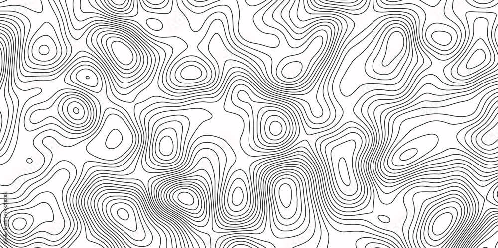 Fototapeta premium Abstract topographic contours map background. Panorama view gradient multicolor wave curve lines banner background design. Black-white background from Ocean topographic.
