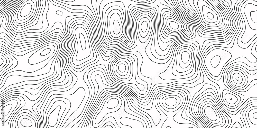 Abstract topographic contours map background. Panorama view gradient multicolor wave curve lines banner background design. Black-white background from Ocean topographic.