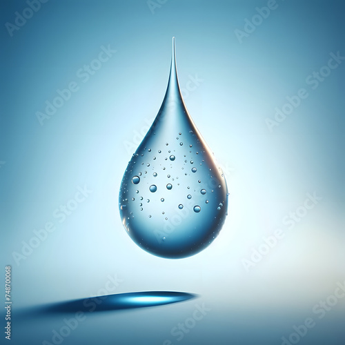 Macro shot of a Single Water Drop  Isolated on a Blue background  Celebrating World Water Day  