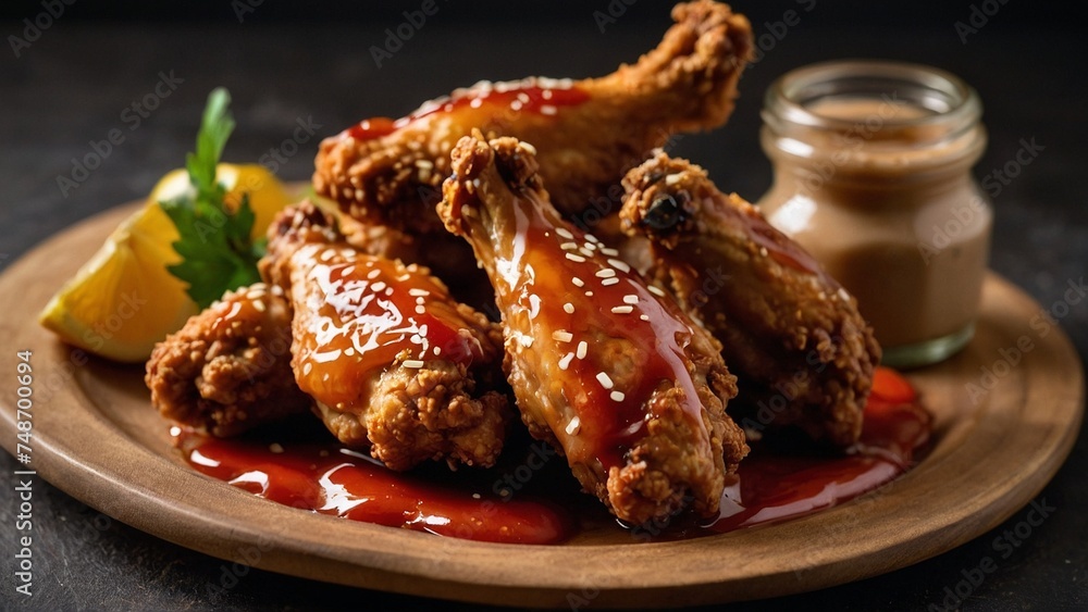 grilled chicken wings with sauce - generative ai 