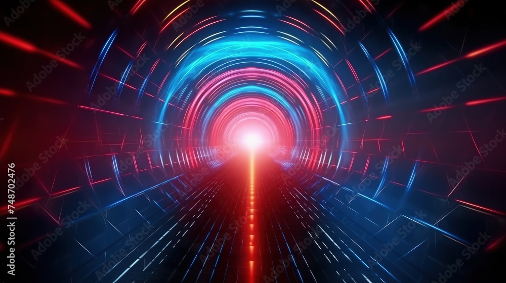A tunnel with a blue-red glow. A tunnel with a blue-red glow.